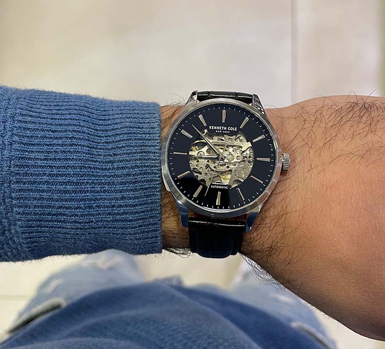 Kenneth Cole Automatic Skeleton Black Leather